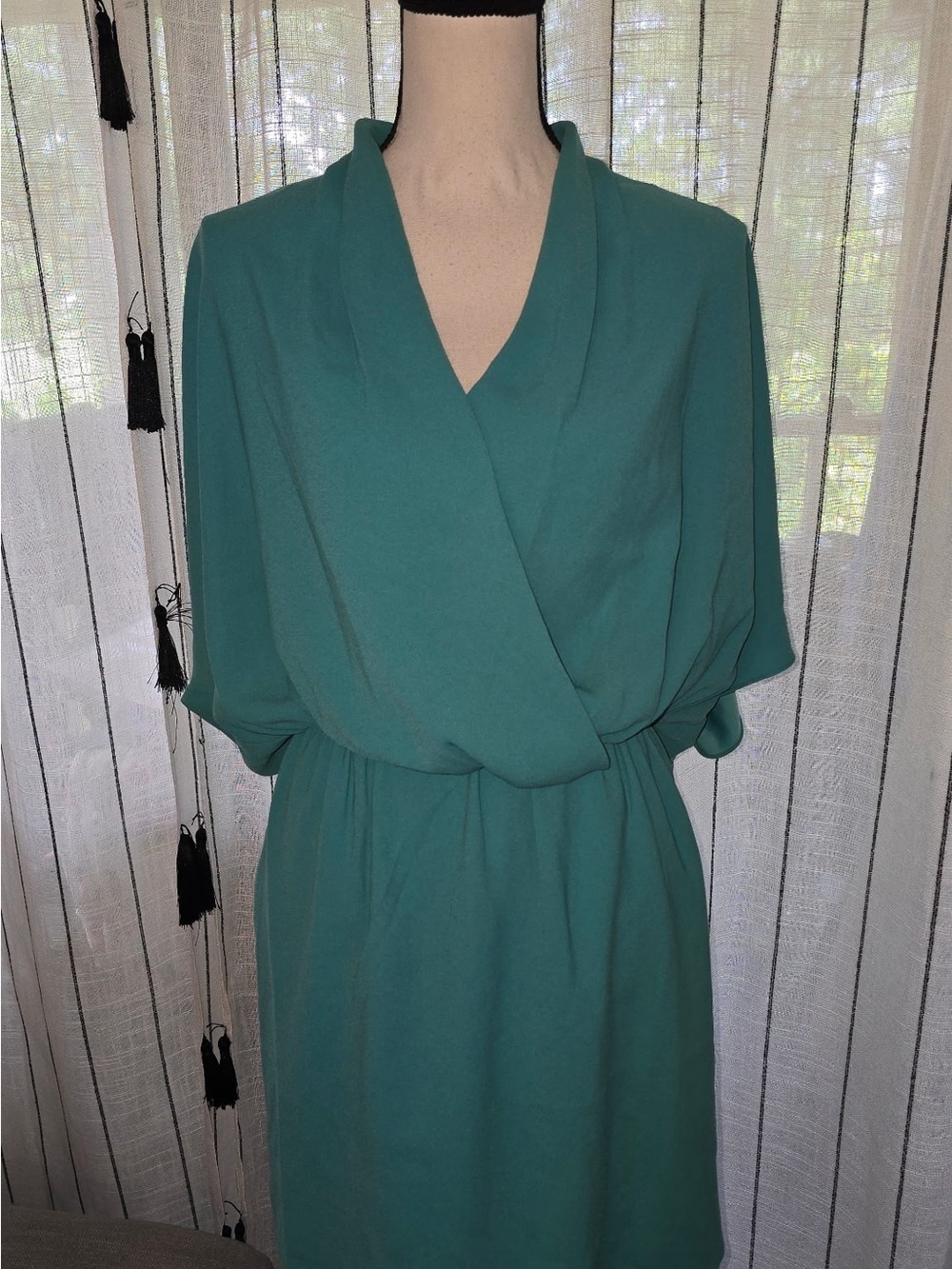 Trina Turk Teal Wrap-Style Midi Dress